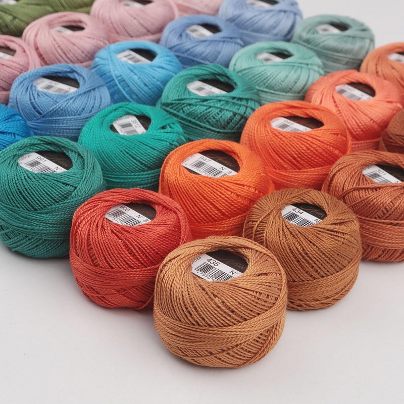 AMOHilos 40 Colors Size 8 Double Mercerized Egyptian Long Staple Cotton Pearl Thread 5 Grams Ball Rainbow Color Embroidery Thread for Crochet Hardanger Cross Stitch Hand Embroidery (40A) - Image 3